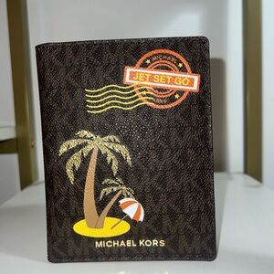 Michael Kors Black and Gold Travel Passport Holder